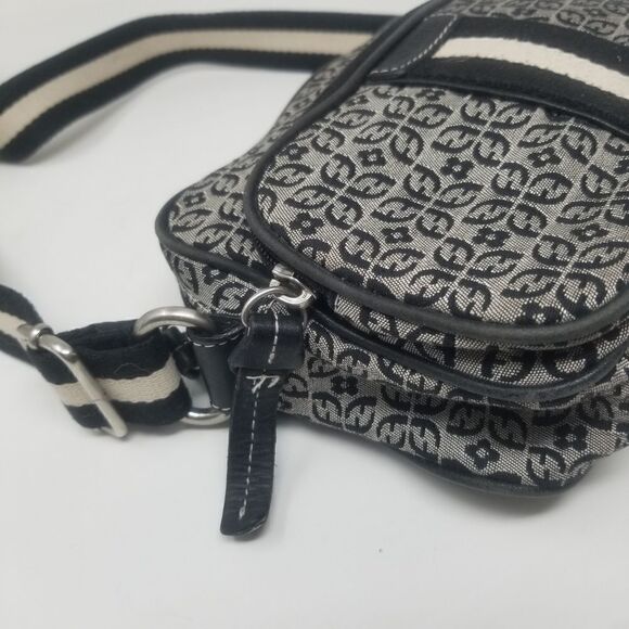 Canvas like crossbody Fossil bag. Black, Off white. - Picture 2 of 15